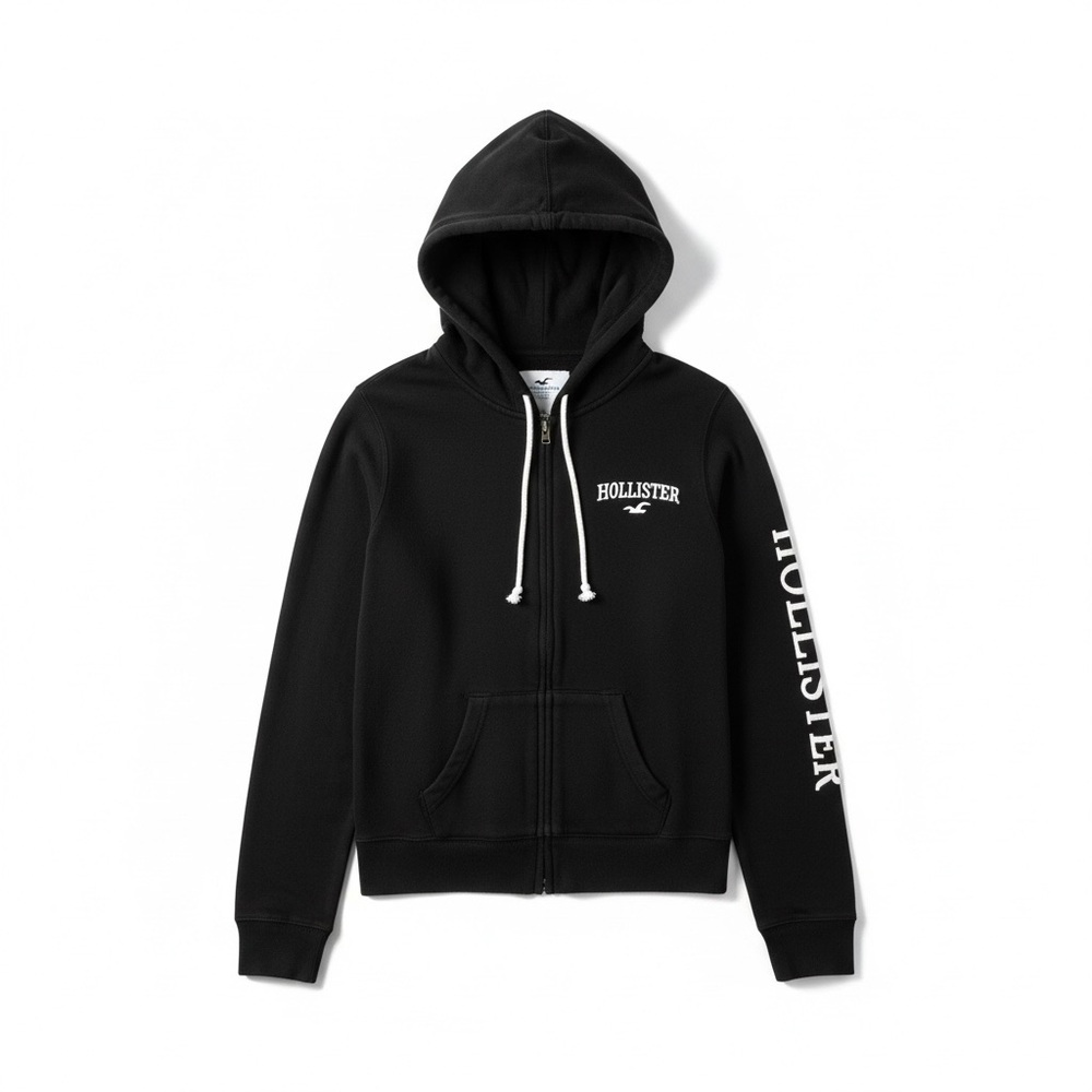 Hollister Black Zip-Up Hoodie size XS.